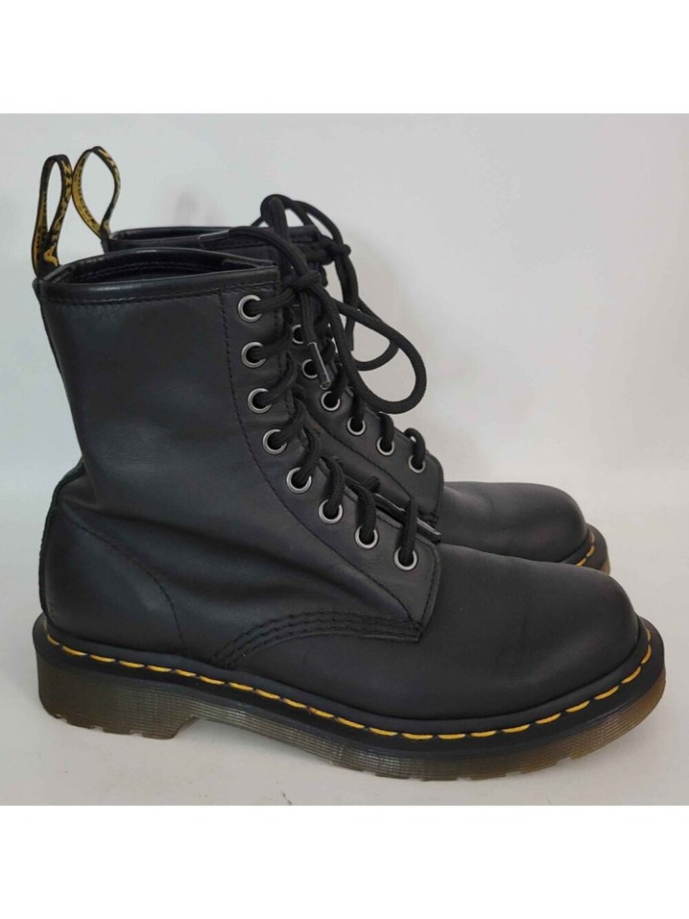 Dr. Doc Martens Black Leather Lace Up Grunge Combat Boots UK 4 US Women's 6 - Picture 3 of 7
